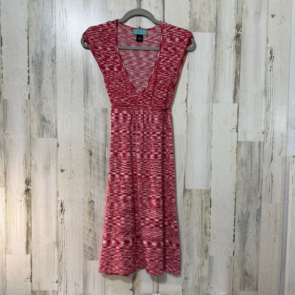 Red Flutter Sleeve Plunge Neck Midi Sundress Bamboo Fabric